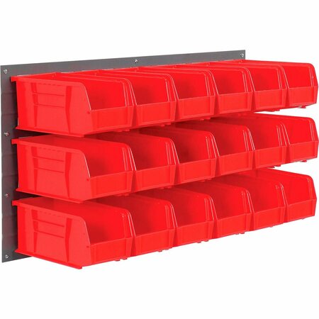 GLOBAL INDUSTRIAL Wall Bin Rack Panel 36 x19, 18 Red 5-1/2x11x5 Stacking Bins 550201RD